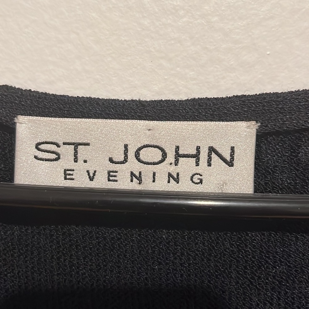 St John evening long knit dress tank rhinestones black